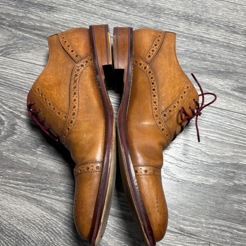 Johnston & Murphy‎ Mens Wingtip Oxford Dress Shoes Leather Brown Size 8M - Picture 10 of 11